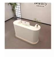 Comptoir de réception moderne haut de gamme en bois blanc pour salon de beauté, petit bureau d'accueil pour magasin de vêtements et salons de beauté