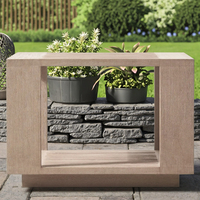 Table d'appoint carrée en teck LUXORA MARBELLA pour l'extérieur, résistante aux intempéries, mobilier moderne pour hôtel, couloir, jardin, villa, terrasse