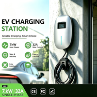 Borne de recharge murale pour véhicule électrique 7 kW, Type 2, AC Niveau 2, monophasée 32A, avec application Wi-Fi pour maison, allée et garage résidentiel