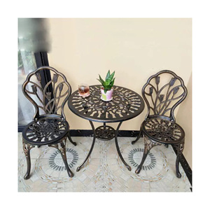Modern Cast Aluminum Three-Piece Outdoor <b>Table</b> and Chair Set for <b>Balcony</b> Courtyard or Garden Leisure Tea Time - Product Image 2