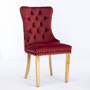 DB Nikki Collection Silla de comedor tapizada de terciopelo contemporánea moderna de gama alta Silla de comedor de acero inoxidable dorado de madera maciza con mechones - Product Image 3