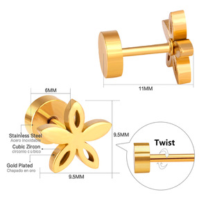 B084 Wholesale Stainless Steel 18k Gold Plated Jewelry Simple Fashion Flower Star Shaped <b>Stud</b> <b>Earrings</b> for Women Jewelry Gift - Product Image 6