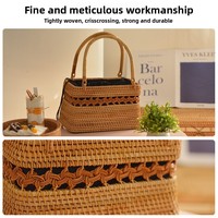 Keranjang Piknik & Tas Penyimpanan Rotan Gaya Korea Buatan Tangan untuk Musim Gugur - Anyaman Rustic Eksotis Multifungsi