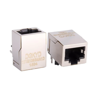 Connecteur Ethernet magnétique RJ45 femelle à port unique 10/100/1000 Base-T 10P8C, boîtier PBT NOIR, sans LED, entrée latérale