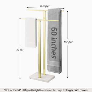 Toallero de Pared de Lujo con Cinco Niveles, Brazos Ajustables, Marco de Metal Dorado, Base de Mármol Blanco, Moderno y Portátil - Product Image 5