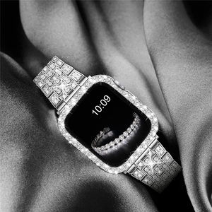 Bijoux pour femmes étui en diamant + <span class=keywords><strong>bracelet</strong></span> pour <span class=keywords><strong>Apple</strong></span> <span class=keywords><strong>Watch</strong></span> <span class=keywords><strong>SE</strong></span> 7 41/45mm 40/44mm 38/42mm <span class=keywords><strong>Bracelet</strong></span> de couverture en métal pour iWatch 8 Band Series - Product Image 2