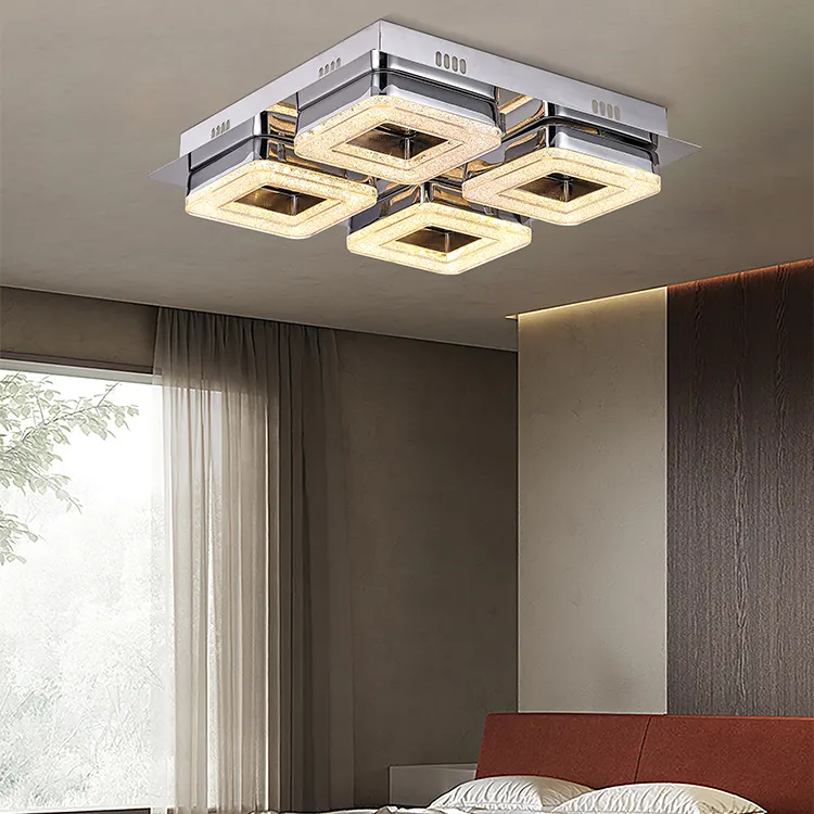 Luxury Design Stainless steel Acrylic Crystal Indoor Hotel Living Room Bedroom Modern LED Ceiling Light