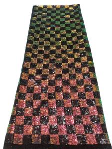 Tela de encaje de lentejuelas a cuadros en blanco y negro terciopelo nuevo <span class=keywords><strong>Material</strong></span> de ropa de banquete africano - Product Image 5