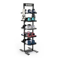 Tour métallique sur pied pour magasin de sport, présentoir Double face pour chapeaux et chaussettes avec porte-chapeau