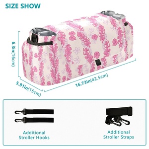 Bolsa Organizadora Multifuncional para Pañales y Cochecito, Diseño Hawaiano con Flores de Puakenikeni Rosas - Product Image 3
