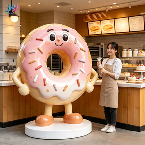 Statua Mascotte Ciambella in Fibra <span class=keywords><strong>di</strong></span> Vetro a Grandezza Naturale, Scultura <span class=keywords><strong>di</strong></span> Personaggio Dolce, Ornamenti Moderni per Interni a Tema Alimentare - Product Image 4