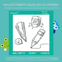 Vielseitige Cartoon-Holzpuzzles für Kinder, Magnetisches Puzzle-Zeichenbrett, Reisespielzeug