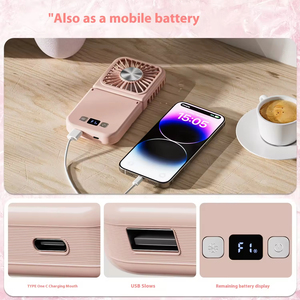 Mini ventilateur portable haute vitesse, le meilleur cadeau, avec compresse froide, pliable, à suspendre au cou, rechargeable, batterie 7000 mAh, idéal pour l'extérieur - Product Image 6
