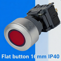 BENLEE Interrupteur à bouton-poussoir frontal à tête plate de 16 mm pour montage sur panneau, Max. Interrupteur momentané autobloquant 5A 125V en ABS