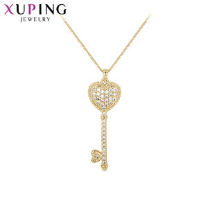 Collar-01010 xuping joyería moda elegante simple 14K chapado en oro llave colgante collar - Product Image 1