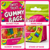 Nouveaux sacs personnalisés pour bonbons, sachets d'emballage refermables en aluminium de qualité alimentaire, pochettes Mylar autoportantes avec fenêtre