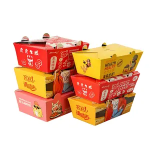 Disposable Food Container Paper Packaging Fried Chicken Snack Take Away Salad Lunch Box Aluminum Foil Kraft Paper KS Waterproof