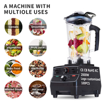 Blender électrique à grande capacité, 2 L, avec lames en acier inoxydable, bouton poussoir, sans BPA, pour usage commercial et hôtelier