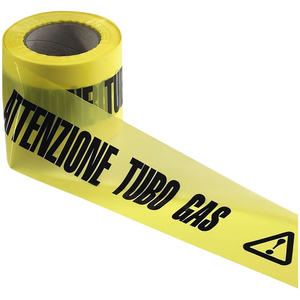 Bande d'avertissement de tuyau de gaz d'avertissement 10x200 Mt Ruban d'avertissement de sécurité critique pour outil de tournage Indicateur de sécurité de gazoduc haute visibilité - Product Image 1