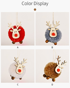 High Quality Merry <b>Christmas</b> Felt Wooden Cartoon Elk <b>Reindeer</b> Plush Doll Ornaments for Tree Hanging Decoration - Product Image 5