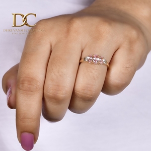 Bague pour femme en or massif 14 carats avec diamant de laboratoire et saphir padparadscha de laboratoire certifié IGI, bijoux fins vintage sur mesure - Product Image 4