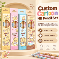 Ensemble de crayons en bois mignons et amusants pour les élèves du primaire, crayons à dessin sans plomb HB avec gomme