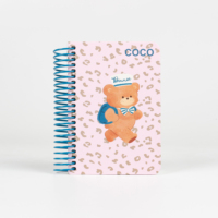 Carnet de notes mini spirale SYCC A7 motif léopard petit ours, 100 feuilles, couverture en papier, dessin animé animal mignon, couleur personnalisée, cadeau