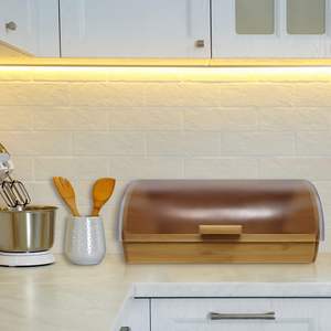 Contenitore per il Pane in Bambù con Coperchio in <span class=keywords><strong>Vetro</strong></span> Trasparente, Scatole per il Pane in Legno di Bambù Salutare - Product Image 6