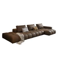 Canapé une place en cuir véritable à motif pixelisé de style italien, en cuir de vachette pleine fleur, palette crème, design moderne et minimaliste