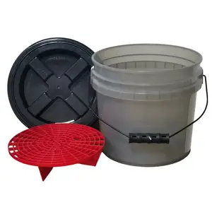 13liter Transparent Grey Plastic Bucket Detailing Bucket With Grit Dirty Guard Tyre Dressing Applicator Car Wax Si02