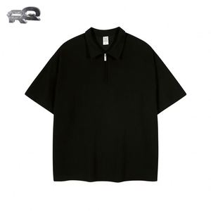 High Street Trendy Brand 100% Cotton <b>Waffle</b> Collar Cardigan Zipper Short Sleeved for Polo <b>Shirt</b> Front Logo Breathable 260g Terry - Product Image 4