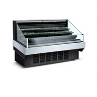 Vitrine réfrigérée commerciale multi-étagères pour viande crue, idéale pour marché de produits frais et restaurant buffet / hot pot, avec éclairage LED