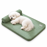 Matelas pour chien rectangulaire en peluche courte vert sauge Yangyangpet avec coussin rebondi