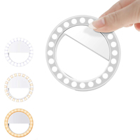 Huizon Blanc 48 LED Dimmable Selfie Anneau Lumière Clip-On 450mAh Batterie Rechargeable Au Lithium 25mm Épaisseur Type-C Boîte Personnalisée