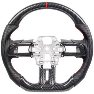 <span class=keywords><strong>Volant</strong></span> Hydro-DHydro en Fiber de carbone pour Ford Mustang GT350 GT500 2018-2023 <span class=keywords><strong>Volant</strong></span> de course en cuir perforé avec garniture de couverture - Product Image 1