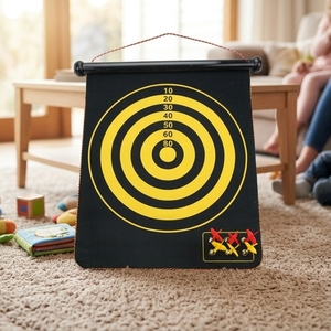 15 Inch Magnetic Dartboard for Children <b>Roll</b> Up <b>Fabric</b> Indoor Fun with 6 Darts - Product Image 1