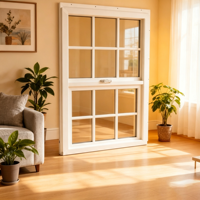 Ventana de PVC Certificada Europea y Americana con Rejilla y Vidrio Templado para Casas