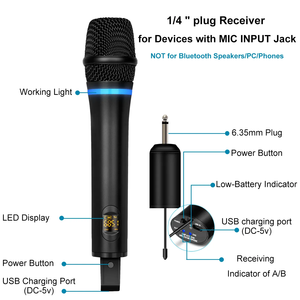 Micrófono Inalámbrico USB Dinámico UHF de Largo Alcance W8, Reproductor de Karaoke Móvil de Metal de Alta Calidad, Venta Caliente OEM - Product Image 3