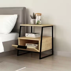 Table de chevet moderne en MDF cadre en métal OEM ODM vente en gros table basse rectangulaire en bois pour chambre à coucher best-seller meubles de maison - Product Image 6