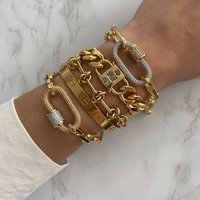 Mode exquis Design Simple bijoux de tous les jours or trombone chaîne vis mousqueton charme Bracelet réglable
