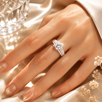 Bague de mariage personnalisée en argent sterling 925 avec moissanite, pierre centrale taille coussin, double rangée pavée, bijou de luxe élégant