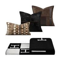 Bantal Lempar Mewah Berkualitas Tinggi Gaya Italia untuk Kamar Model Hotel Villa, Warna Cokelat Vintage, Bahan Plush