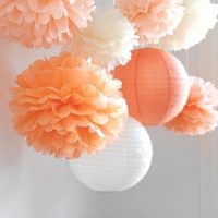 Personnalisé Décoration De Fête Mariage Anniversaire Fête Papier Pom Pom Boule de Nid D'abeilles De Papier De Lanterne de Papier Pompon Boule Fournitures De Fête
