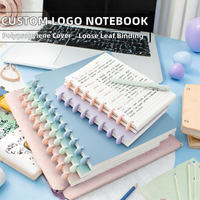 Carnet scolaire professionnel personnalisé avec logo, 100 feuilles, couleur macaron, fermeture champignon, reliure spirale à feuilles mobiles, couverture en PP