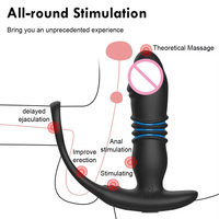 Vibromasseur Anal Mâle Télécommandé avec Anneau Pénien Retardateur d'Éjaculation, Buttplug Télescopique et Massage de la Prostate