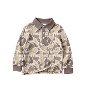 BT1824 Haut personnalisé à imprimé camouflage vert cerf pour bébé garçon, pull à manches longues avec fermeture éclair pour enfants, vêtement d'été - Product Image 4