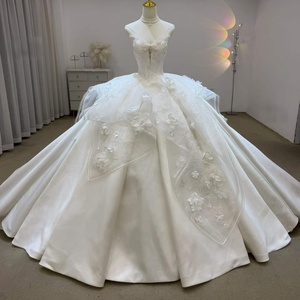 Lsjj155 Luxury <b>Wedding</b> Dress Spaghetti Straps 3D Floral Applique Layered Ruffle Formal Princess Bridal Ball Gown Jancember - Product Image 1