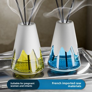 Diffuseur de parfum d'intérieur en rotin sans flamme, en forme de cône, pour maison, salle de bain et toilettes, parfum longue durée, senteur Montagne enneigée - Product Image 3