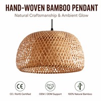 Lampadario Artigianale Cinese in Bambù e Rattan, Illuminazione Retrò Intrecciata, Lampada a Sospensione Decorativa per Ristorante, Chandelier in Legno a Forma di Cappello di Paglia