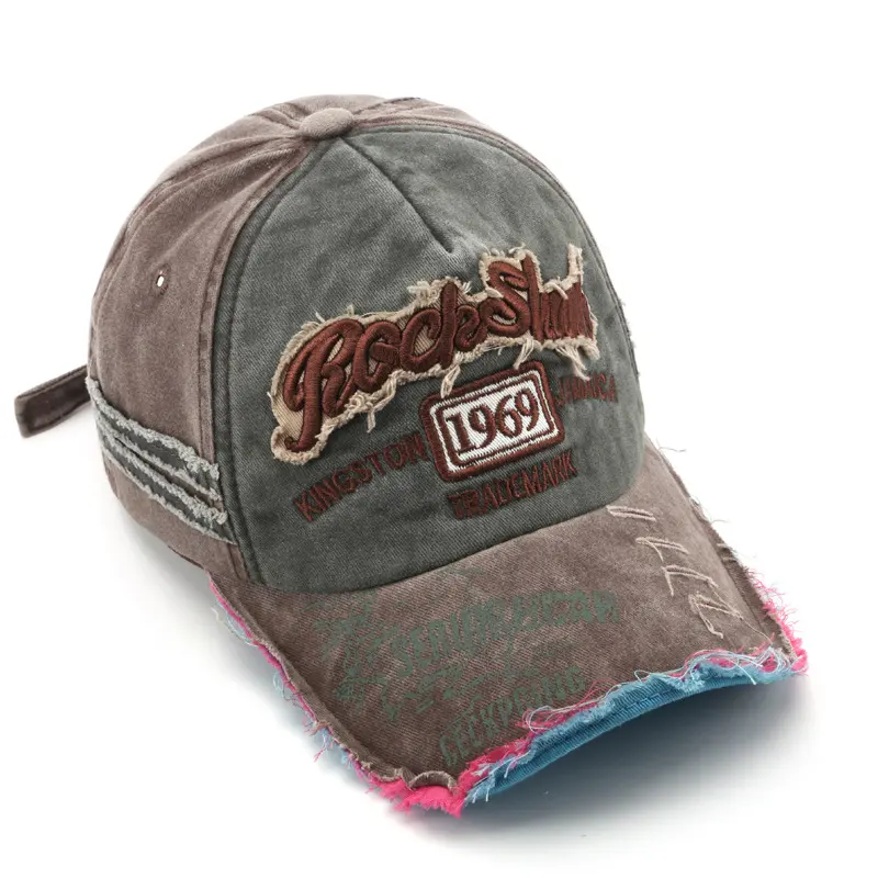 Bonés de beisebol vintage lavados personalizados para homens, chapéus de pai com logotipo personalizado 100% algodão, chapéus de fábrica com 5 painéis